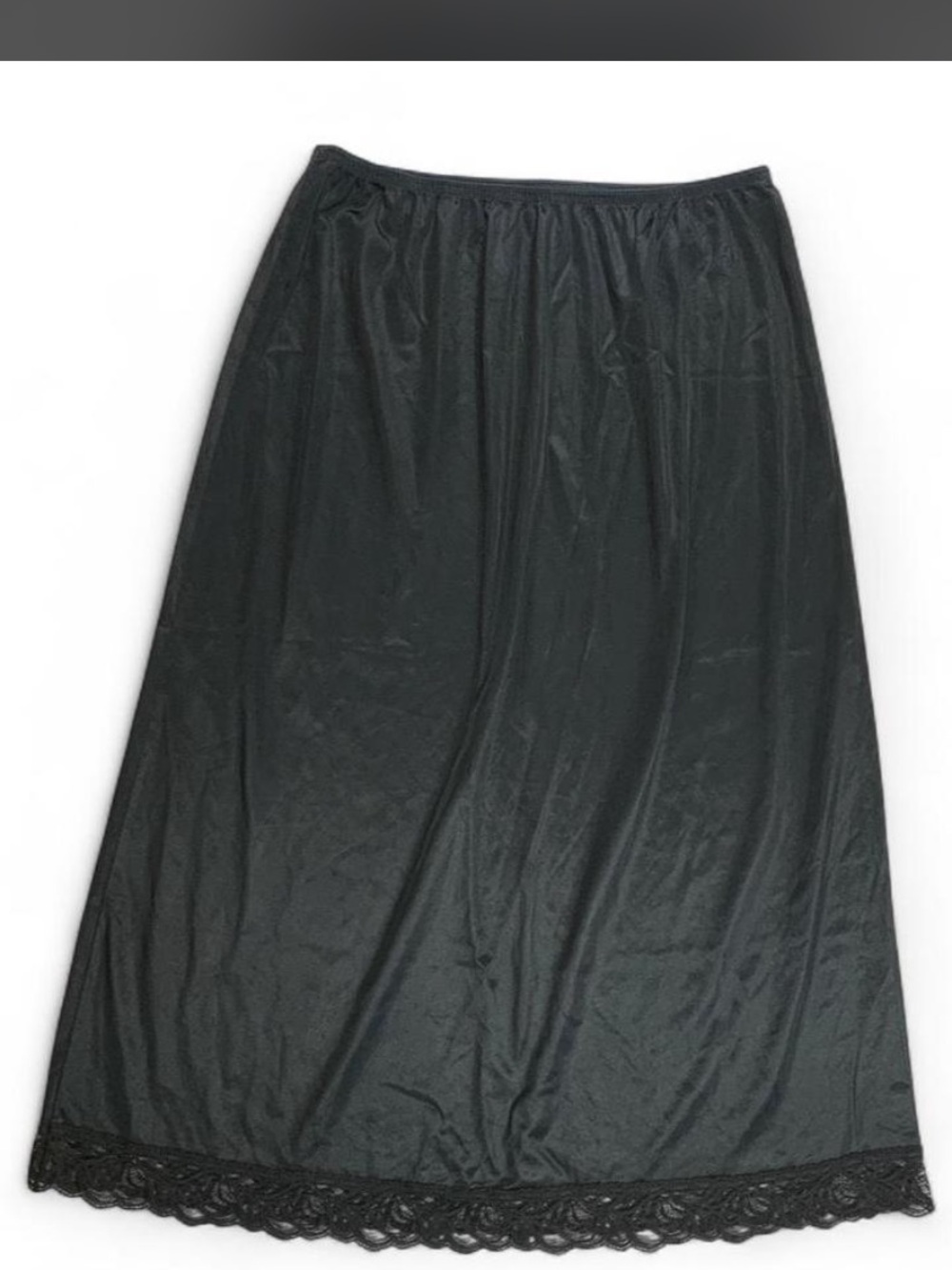 Vintage 90s St Michael Half Slip Small Black Lace Trim Midi Skirt